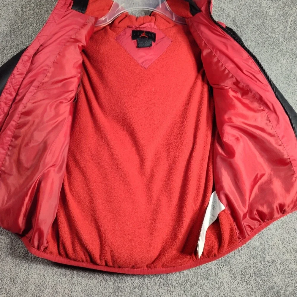 Jordan Puffer Vest Jacket Full Zip Sleeves Red Black Kids Size 6-7 Years